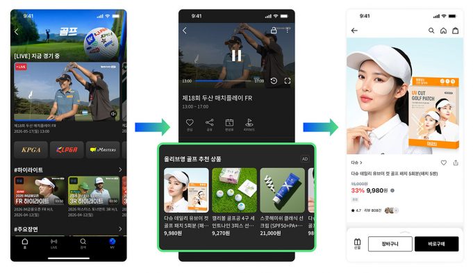 웨이브, 골프 보며 쇼핑하는 ‘미디어 커머스’ 선보여 올리브영과 손잡고 골프 중계 시청 중 연관 상품 즉시 구매…단계적 고도화 추진
